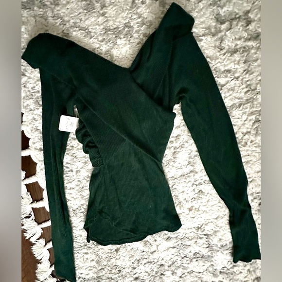 ‼️RARE‼️🎸FREE PEOPLE🎸🔥NWT🔥MARLEY GREEN STRETCH-KNIT TOP—S - Picture 9 of 11